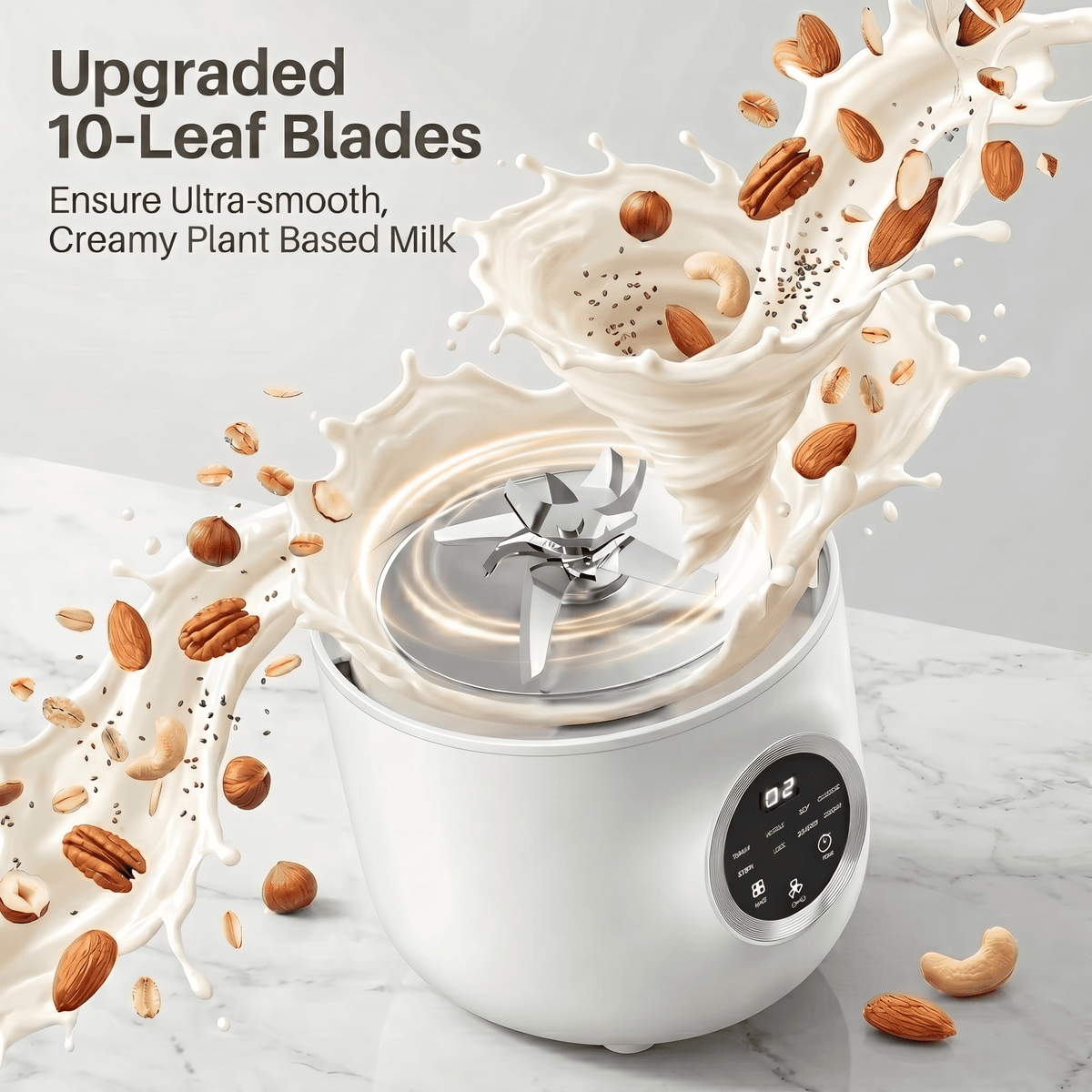40 oz Nut Milk Maker Machine, 10-in-1 Automatic Soy Milk Maker for Almond, Oat & Soy Milk, Plant-Based Milk Maker with Delay Start, Keep Warm, Self Cleaning & Boil Water