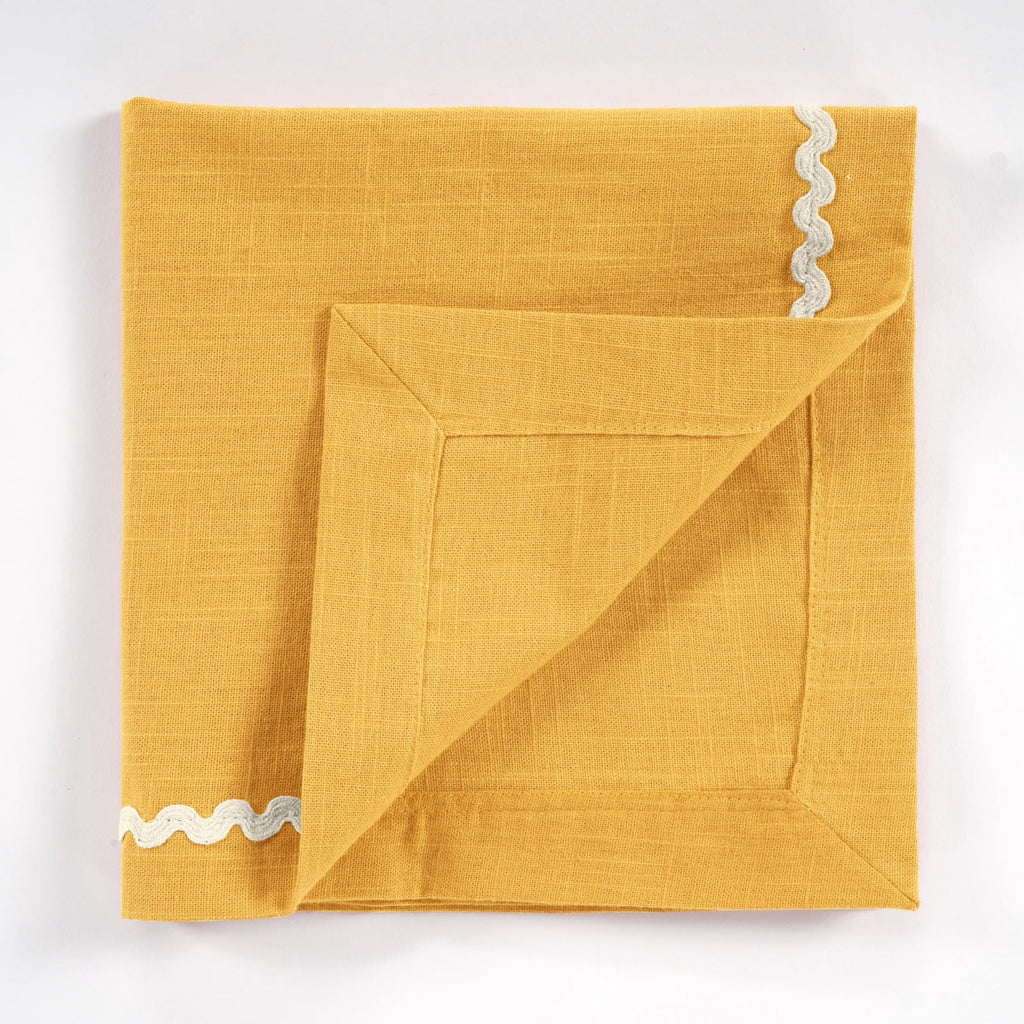 Fingercraft Cloth Napkin, Soft Quality Cotton Linen Blend Fabric, Dinner Napkins with Premium White Lace, 6 Pack, 20”x20” Aqua