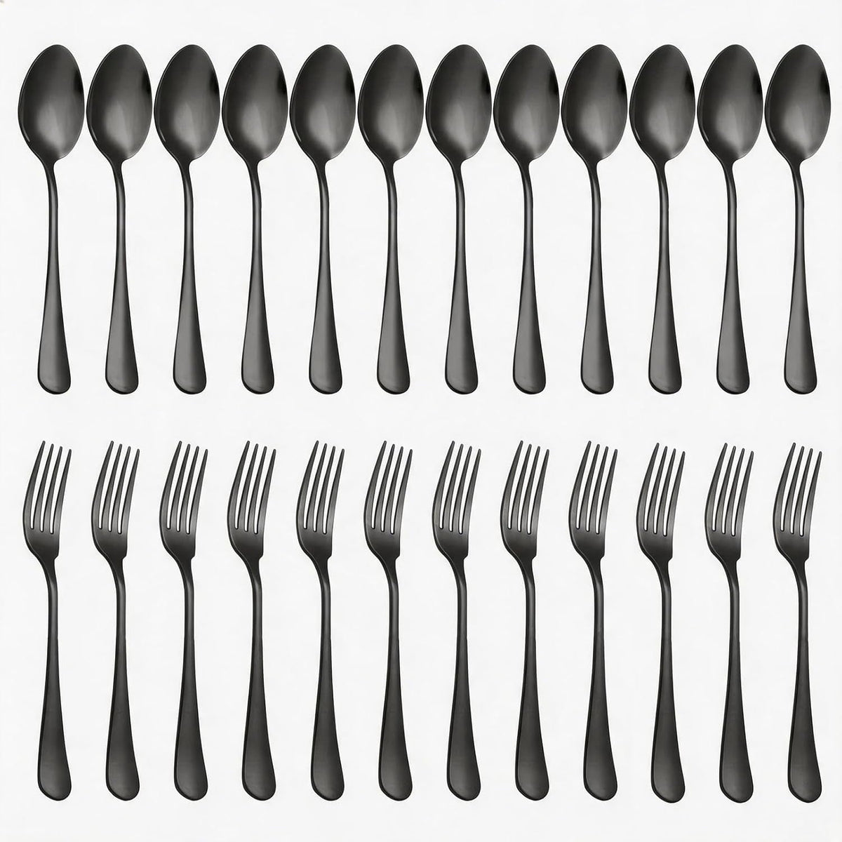 24-Pieces Spoon Fork Silverware Set, TAIMASI Food-Grade Tableware Set for 12, Stainless Steel , Mirror-Polished Dining Flatware Set for Home Restaurant