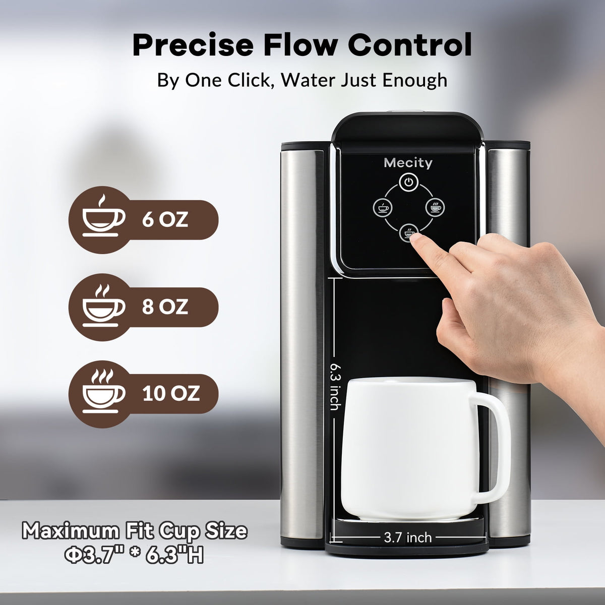 Mecity Coffee Maker 3 in 1 Single Serve Coffee Machine, Compatible with K cup Capsules, Instant Coffee Pot, Tea maker, 6,8,10 Oz Cup, Removable 50 Oz Water Reservoir, 120V 1150W, Black