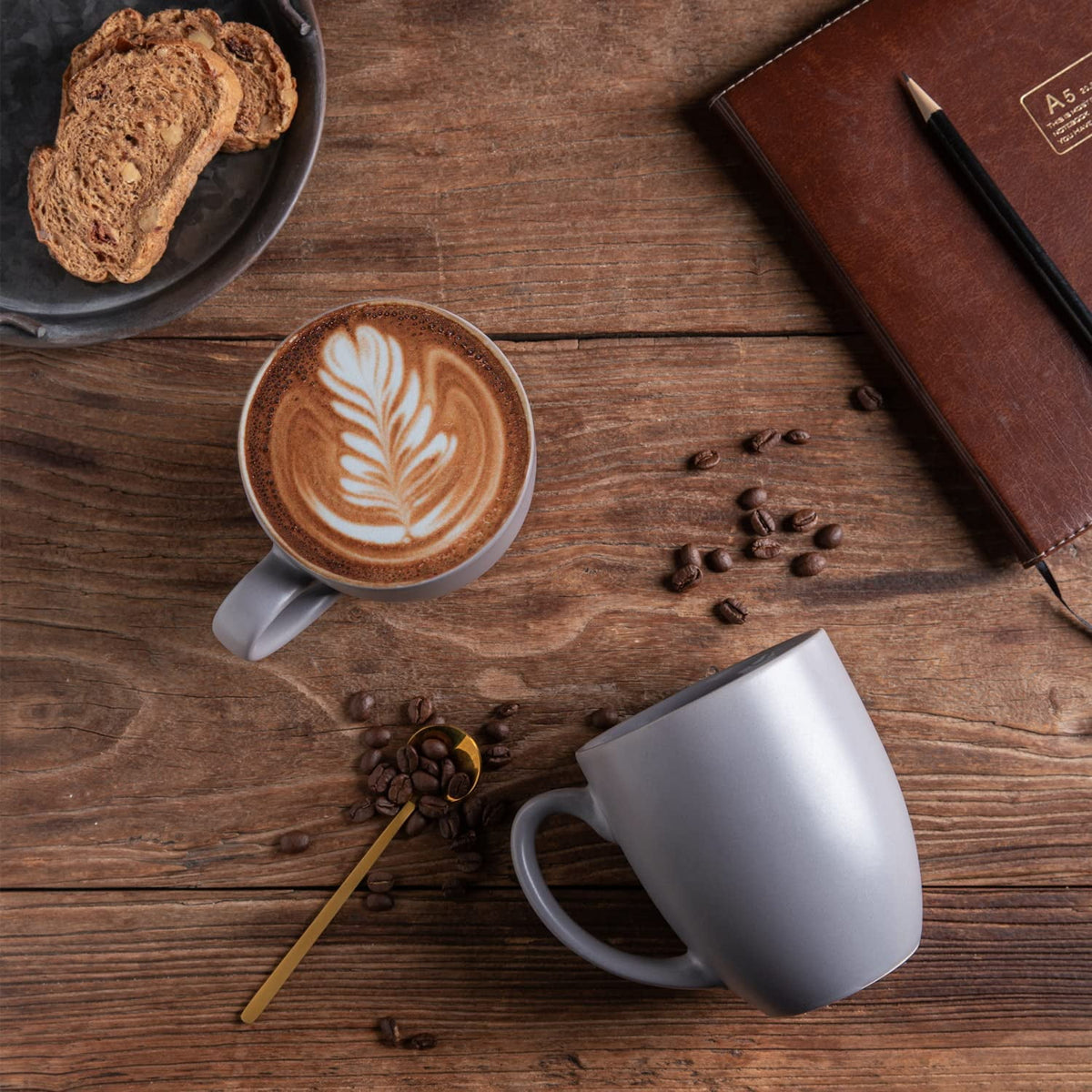 AmorArc 16oz Coffee Mugs Set of 6, Large Ceramic Coffee Cups for Men, Women, Dad, Mom, Modern Coffee Mugs with Handle for Tea,Latte,Cappuccino,Cocoa. Dishwasher&Microwave Safe, Matte Blue