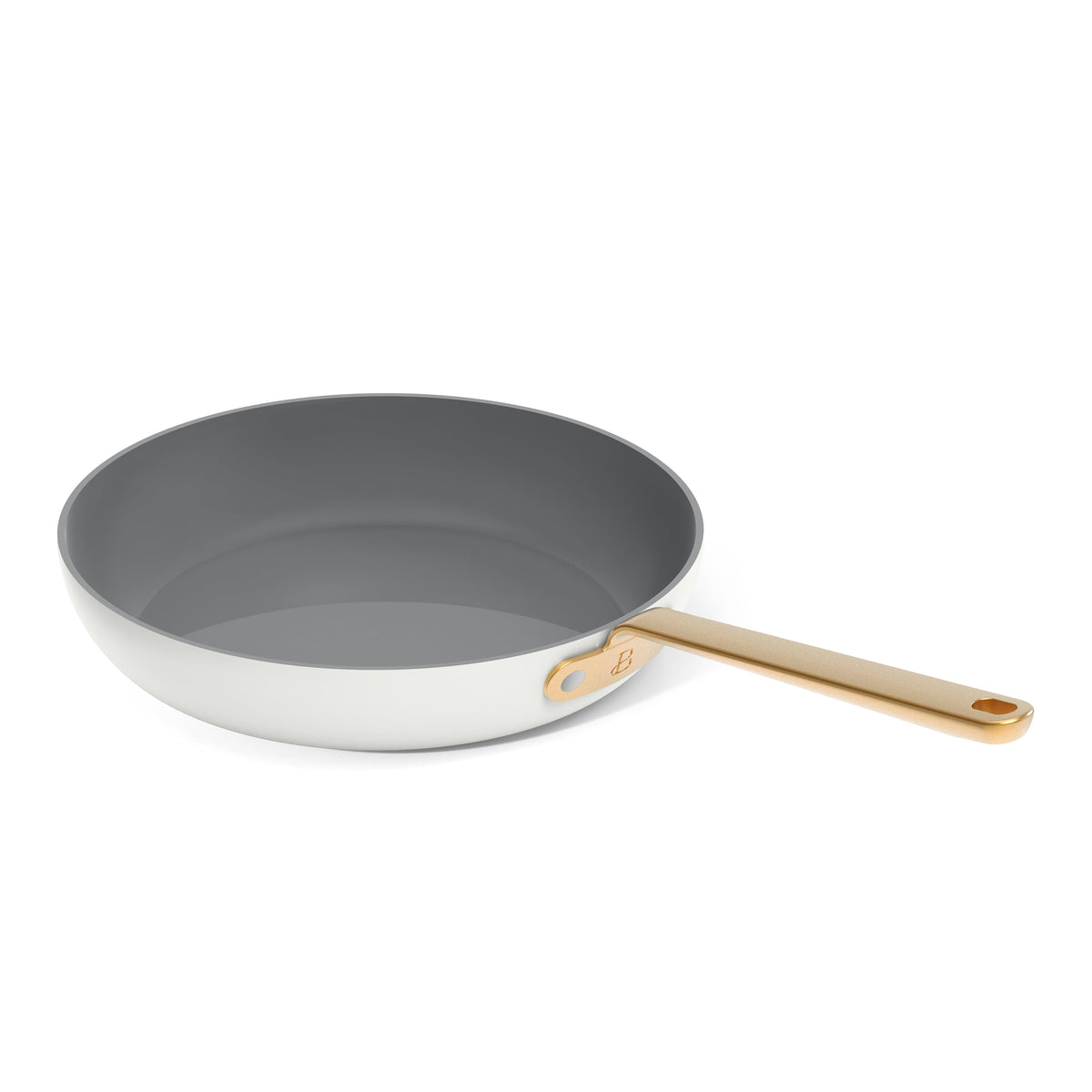 Beautiful 12-Piece Cookware Set, Pots and Pans with Strainer Lids and EverGood Ceramic Nonstick Coating, White Icing by Drew Barrymore