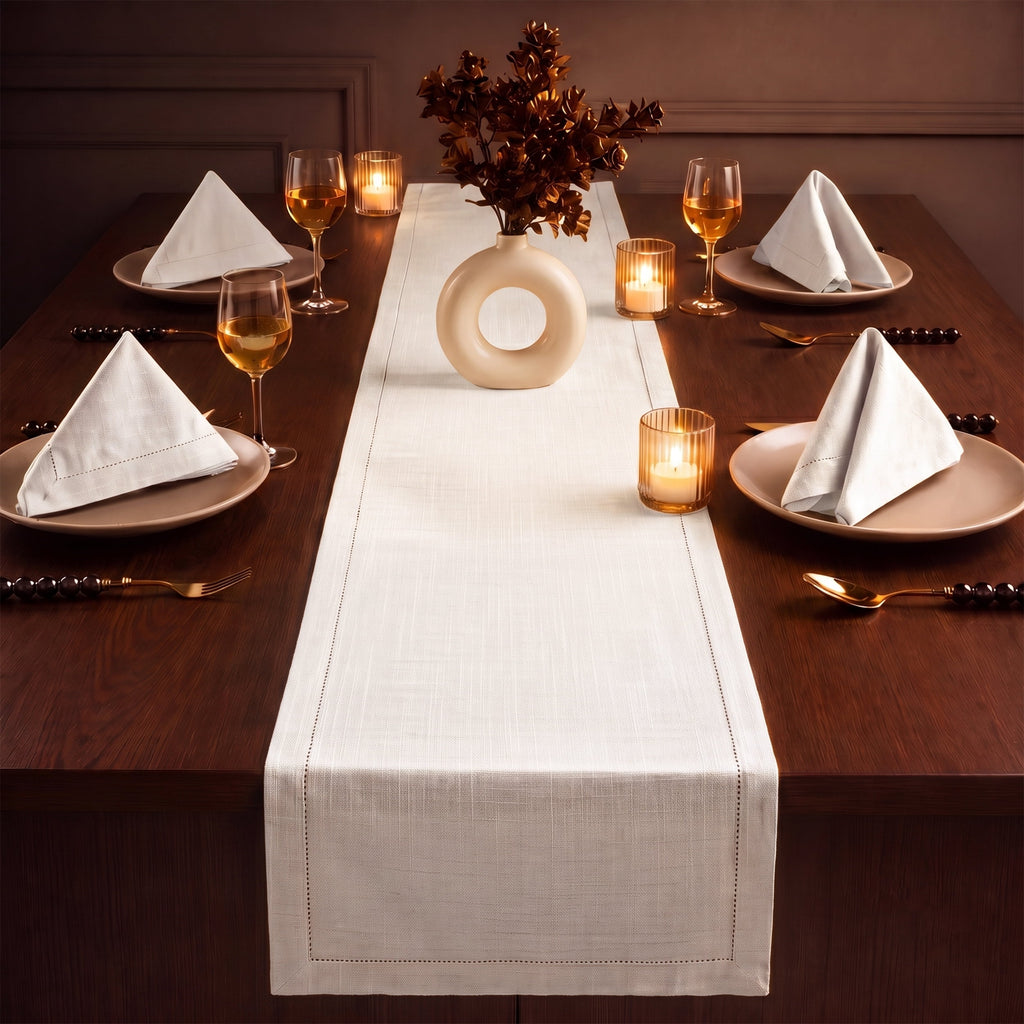 Fingercraft Table Runners, Cotton Dinner Table Centerpiece with Beautiful Premium Lace, Home and Dining Aqua-90