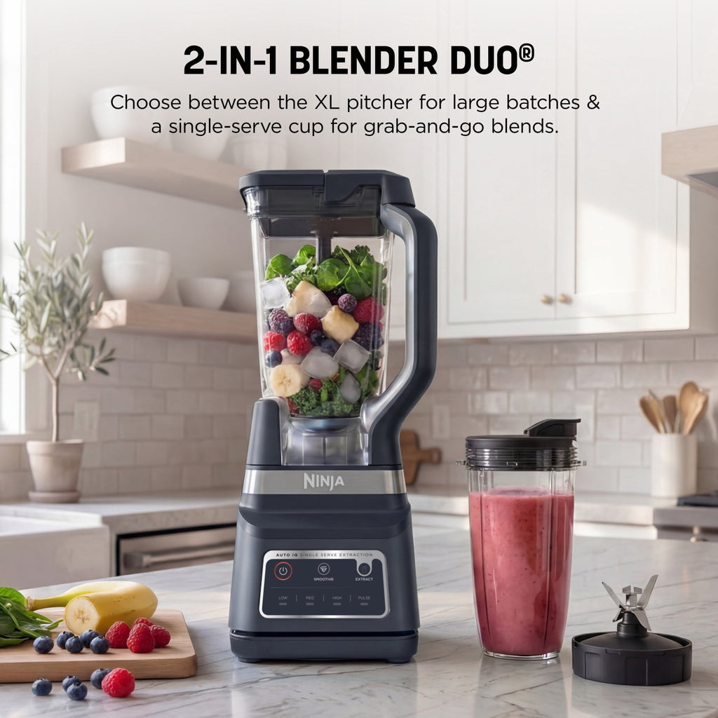Ninja Professional Plus DUO 72-Oz Blender, Smoothies, Ice Crush, 2 Auto-iQ Preset Programs, 4 Speeds, 1400PW, BN750NV Navy