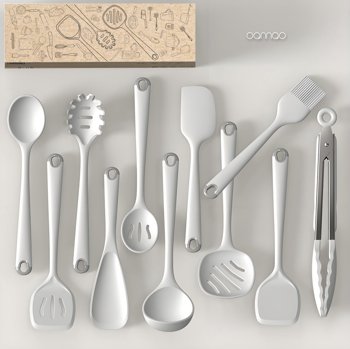 Silicone Kitchen Utensils Set, 600°F Heat Resistant Silicone Cooking Utensils, Spatula, Spoon, Whisk, Tongs, Kitchen Gadgets Tools Sets for Nonstick Cookware, Dishwasher Safe BPA Free (Black)