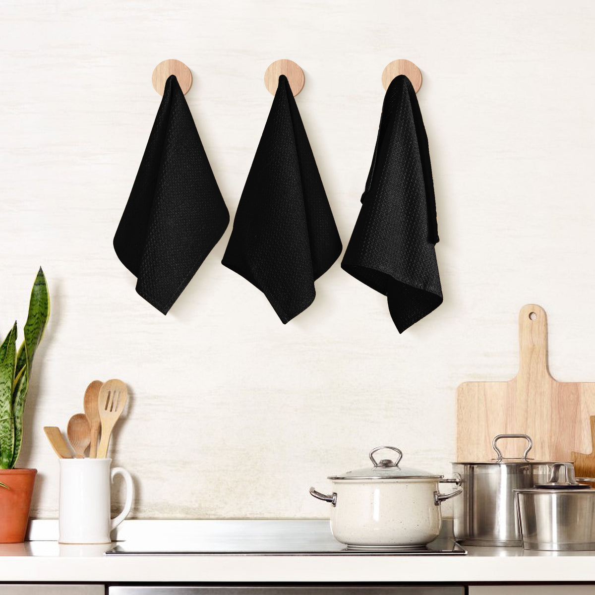 Twiny Threads Waffle Kitchen Towel 16"x26" Set of 4 - Brown