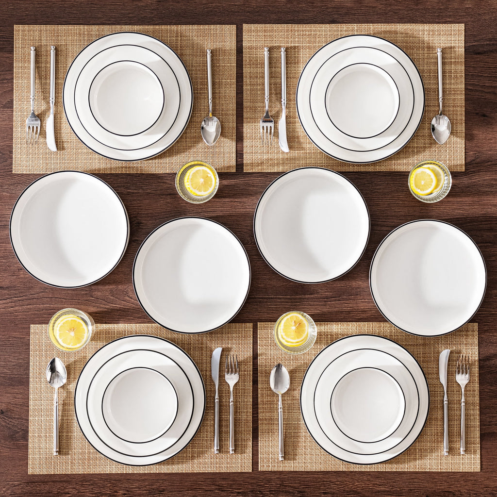 Vancasso 16 Pcs Dinnerware Sets, Plates and Bowls Set for 4, Ceramic Dinner Set, Scratch Resistant, White
