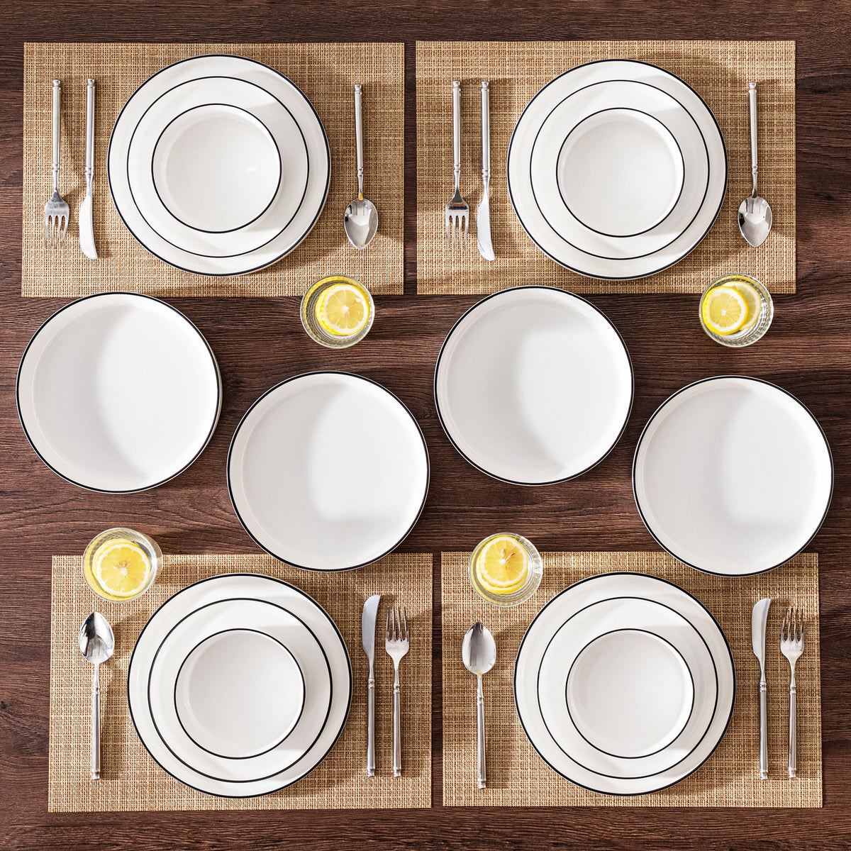 Vancasso 16 Pcs Dinnerware Sets, Plates and Bowls Set for 4, Ceramic Dinner Set, Scratch Resistant, White