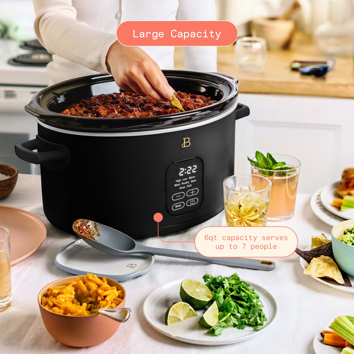 Beautiful 6 Qt Programmable Slow Cooker, Thyme Green by Drew Barrymore