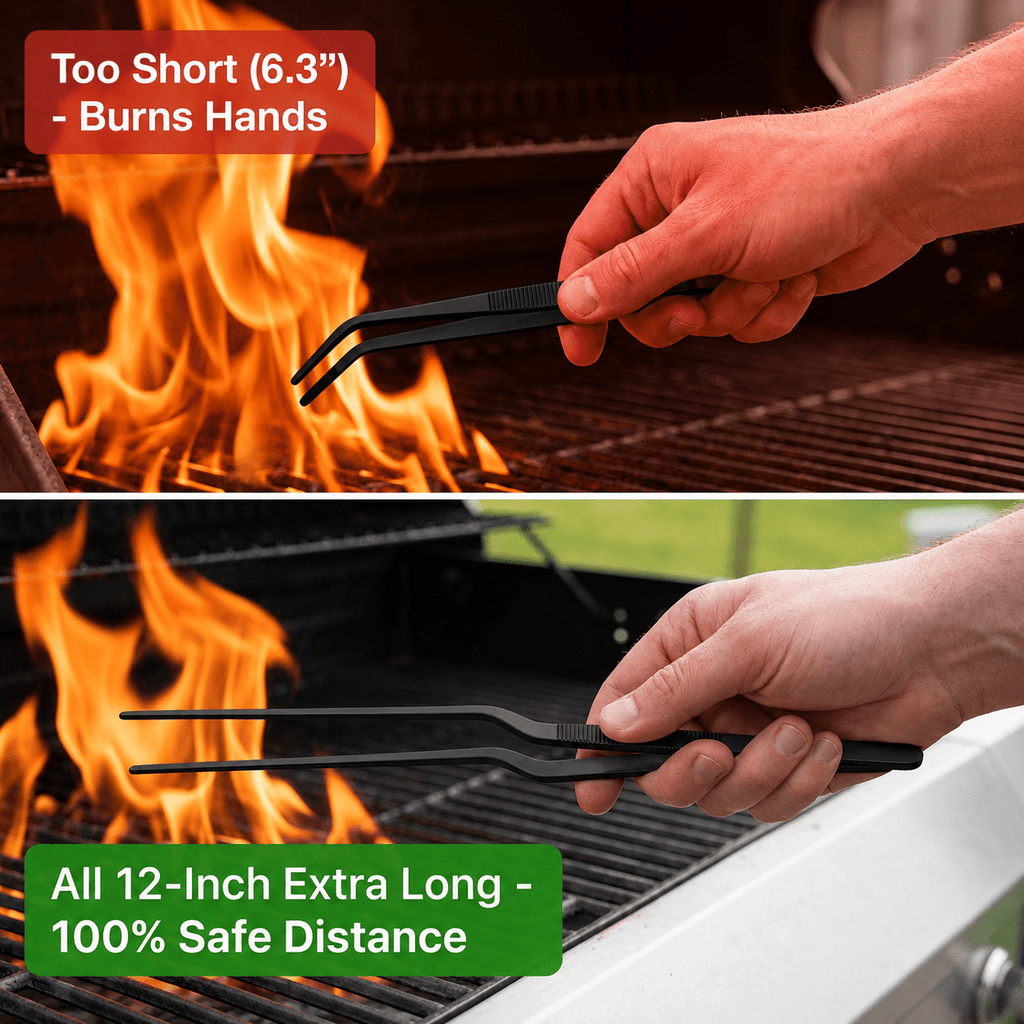 3 Pcs 12-inch Kitchen Tweezers Precision Serrated Tips Cooking Tweezers Stainless Steel Nonslip Professional Chef Tools Kitchen Tools for BBQ Plating and Serving (Silver)