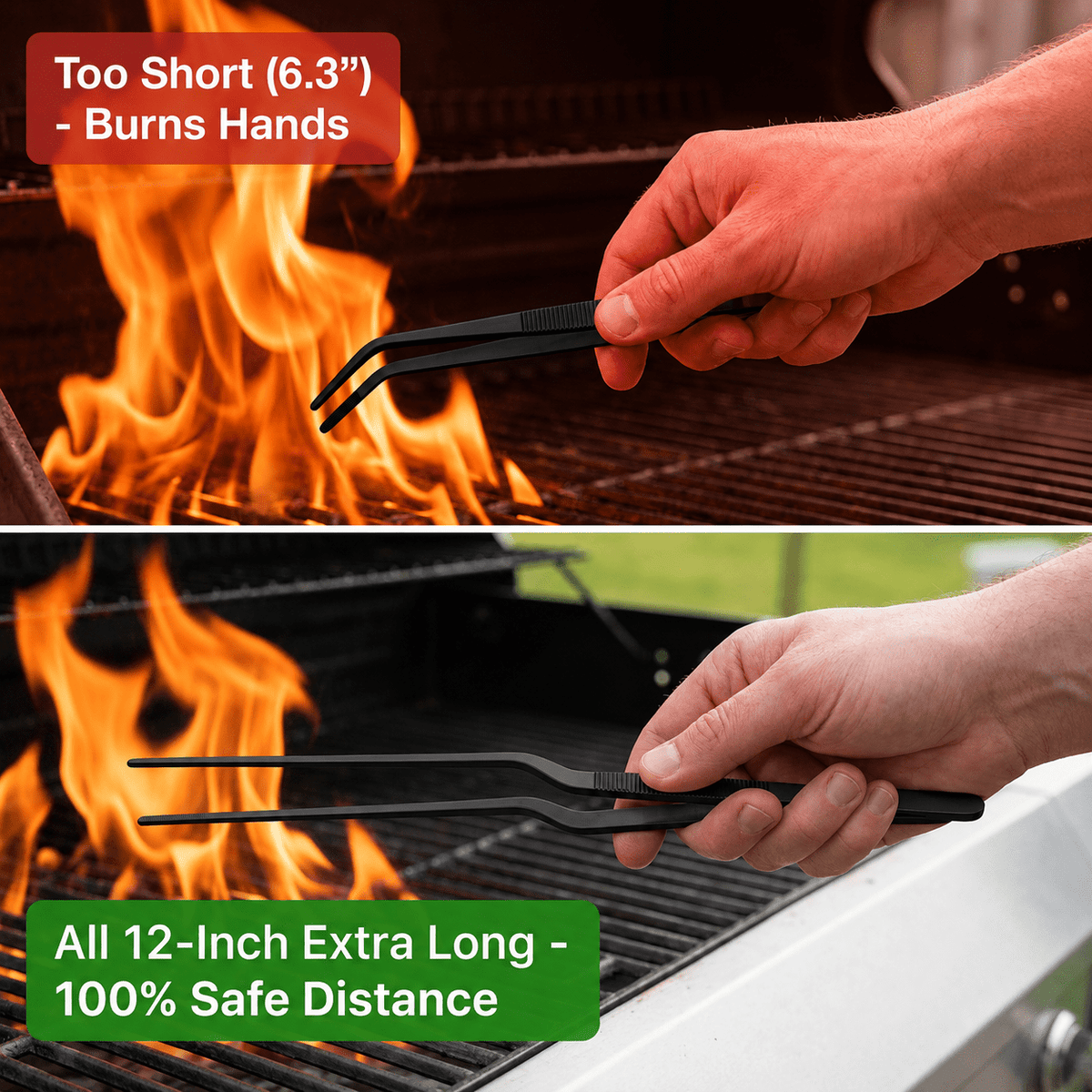 3 Pcs 12-inch Kitchen Tweezers Precision Serrated Tips Cooking Tweezers Stainless Steel Nonslip Professional Chef Tools Kitchen Tools for BBQ Plating and Serving (Silver)