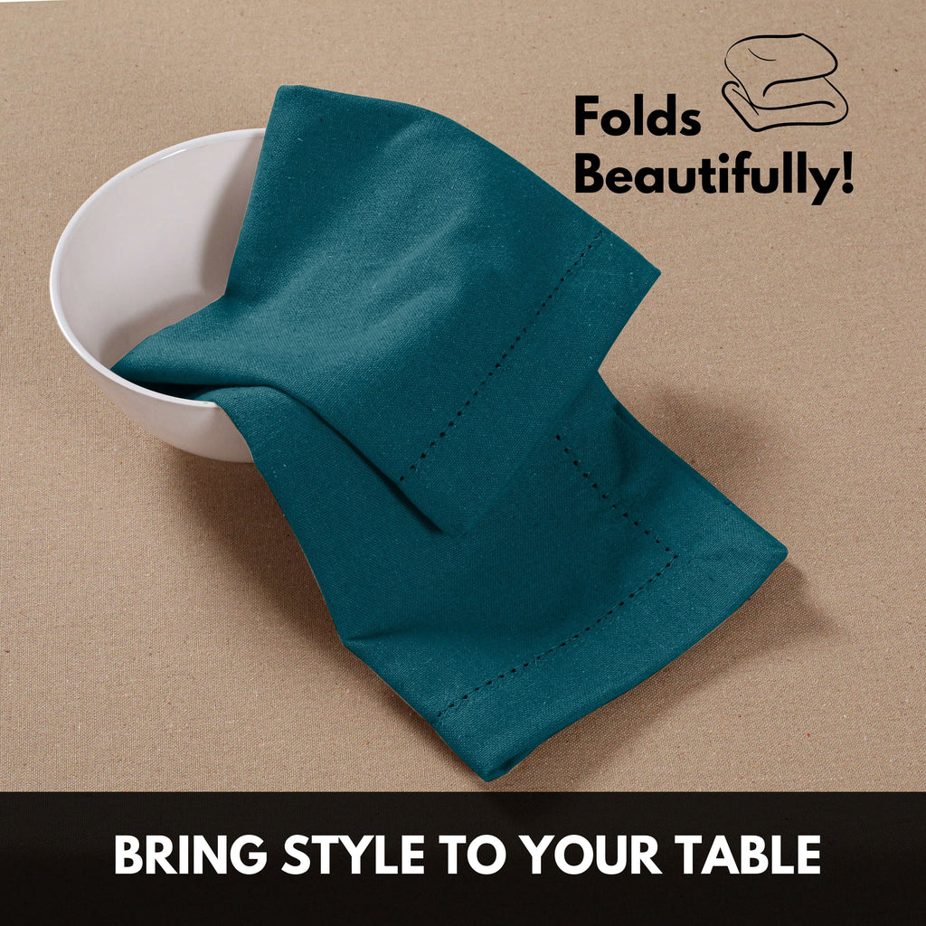 Softopia Cotton Hemstitch Table Fabric Cloth Napkins 18"x18", Set of 12, Lemon Yellow