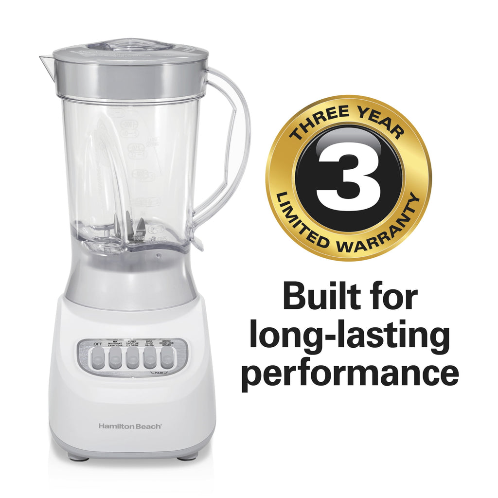Hamilton Beach Smoothie Blender, 48 oz BPA-Free Jar 650 W 12-Function Countertop Blender for Kitchen, White