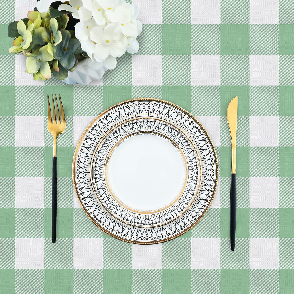 decorUhome Rectangle Tablecloth, Waterproof Vinyl Flannel Backed Table Cloth, Buffalo Wipeable Plastic Table Cover for Kitchen and Outdoor, Black and White, 60" x 84"