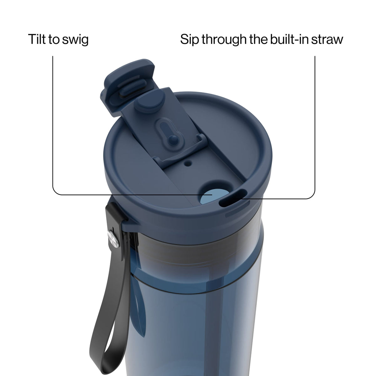 Contigo 28oz DualSip Plastic Water Bottle with Built-In Straw and Drink Opening, Licorice Black/Clear