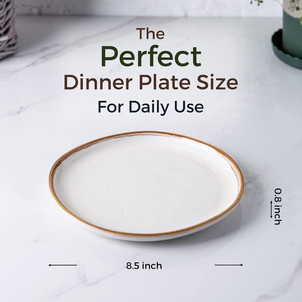 AmorArc Ceramic Plates Set of 6, 8.5 Inch Handmade Reactive Glaze Stoneware Plates set for Dessert, Salad, Appetizer, Dinner, Microwave & Dishwasher Safe, Scratch Resistant-Gade Green