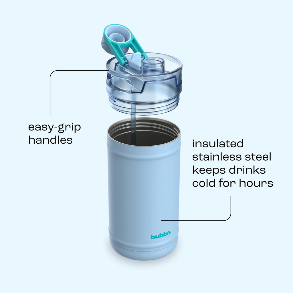 Bubba 64oz DualSip Insulated Stainless Steel Water Jug with Built-In Straw and Drink Opening and Carrying Strap, Daydreamin' Light Blue/Teal