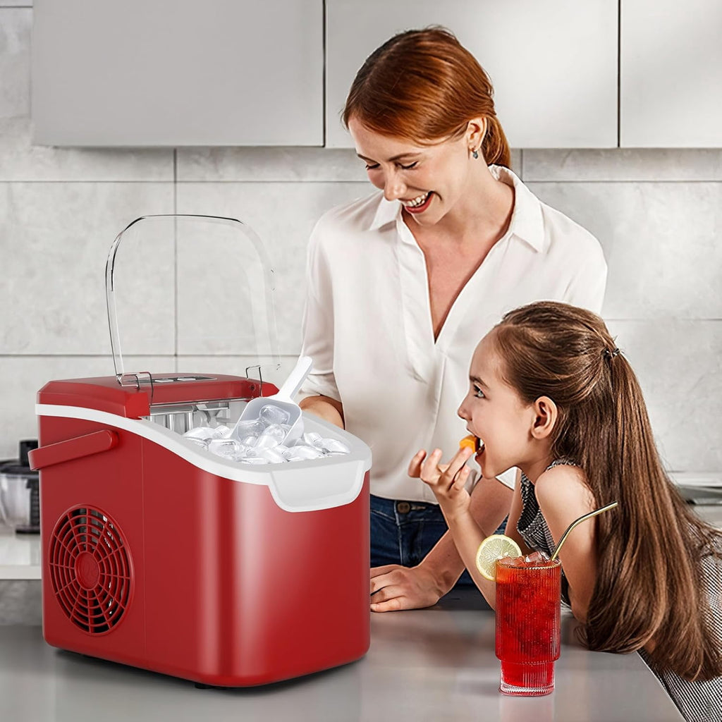 Havato Countertop Ice Maker, 8 Bullet Ice Cubes in 6 Mins, 26lbs/24H, w/ Scoop & Basket, White