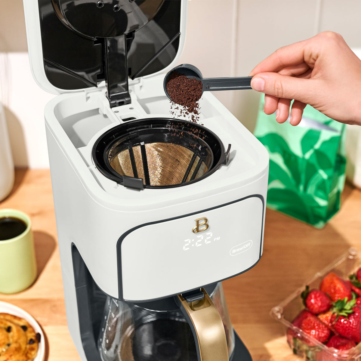 Beautiful 12 cup Programmable Coffee Maker, Thyme Green by Drew Barrymore