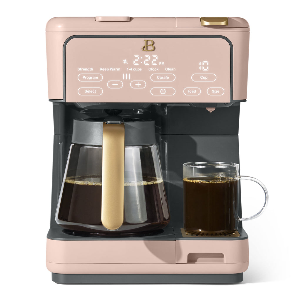 Beautiful by Drew Barrymore Multi-Brew 12-Cup Programmable Drip & Single-Serve Coffee Maker, White Icing