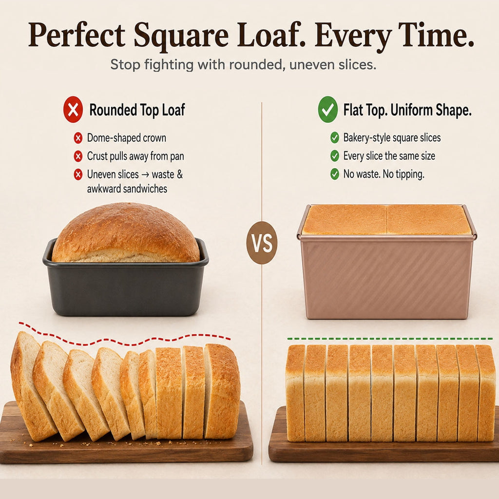 LIMICAR 2 Pack Pullman Loaf Pan with Lid, 8x4 inch Non-stick Bread Pan for Baking, Commercial Grade Carbon Steel for Sourdough, Sandwich Bread, Easy Release & Clean