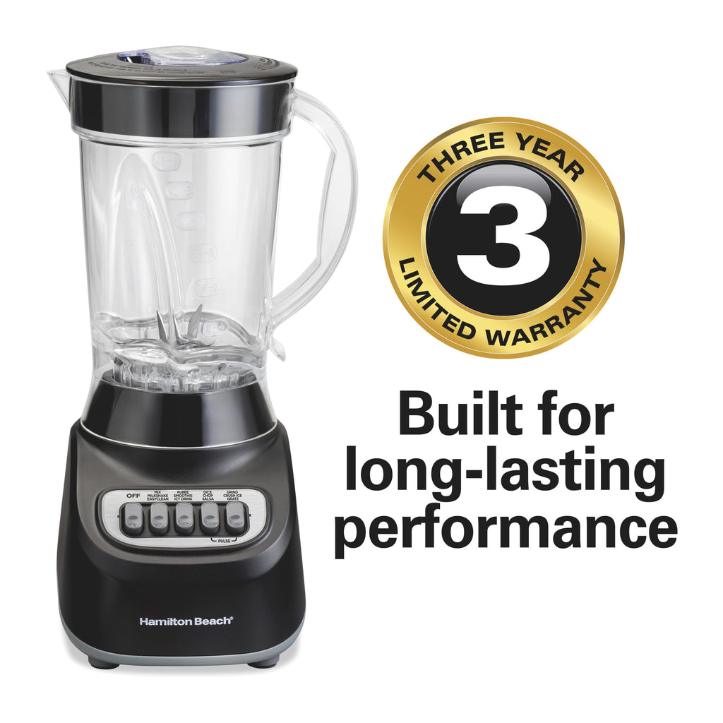 Hamilton Beach Smoothie Blender, 48 oz BPA-Free Jar 650 W 12-Function Countertop Blender for Kitchen, Black