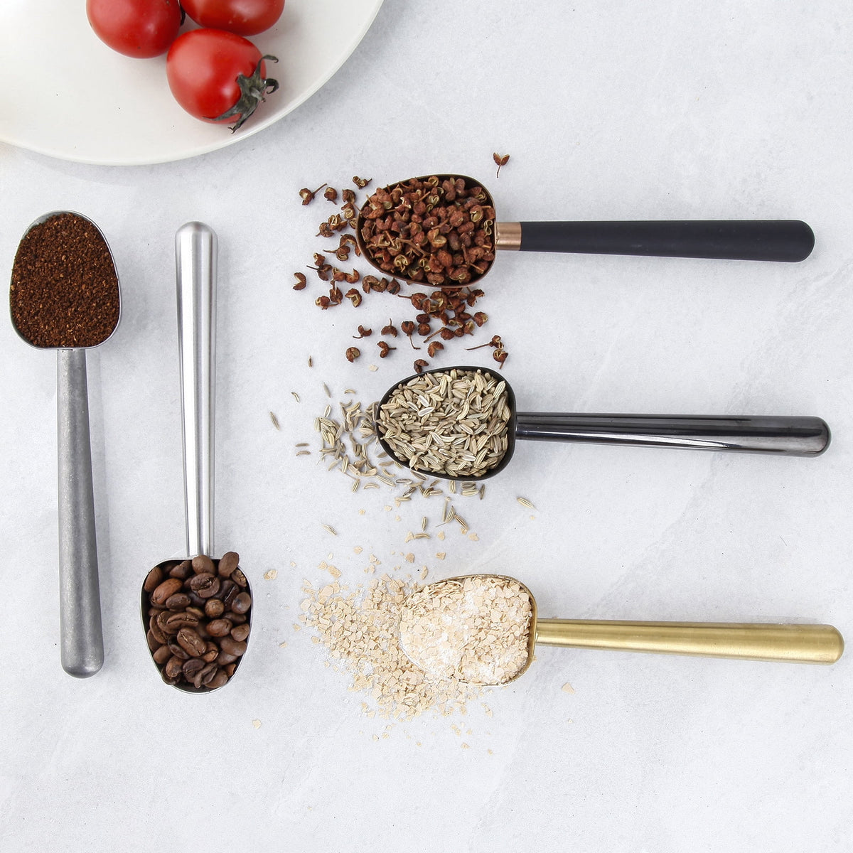 Easyworkz Stainless Steel Long Hollow Handle Coffee Scoop,7g Measuring Spoon for Ground Coffee and Loose Leaf Tea, Brass Gold