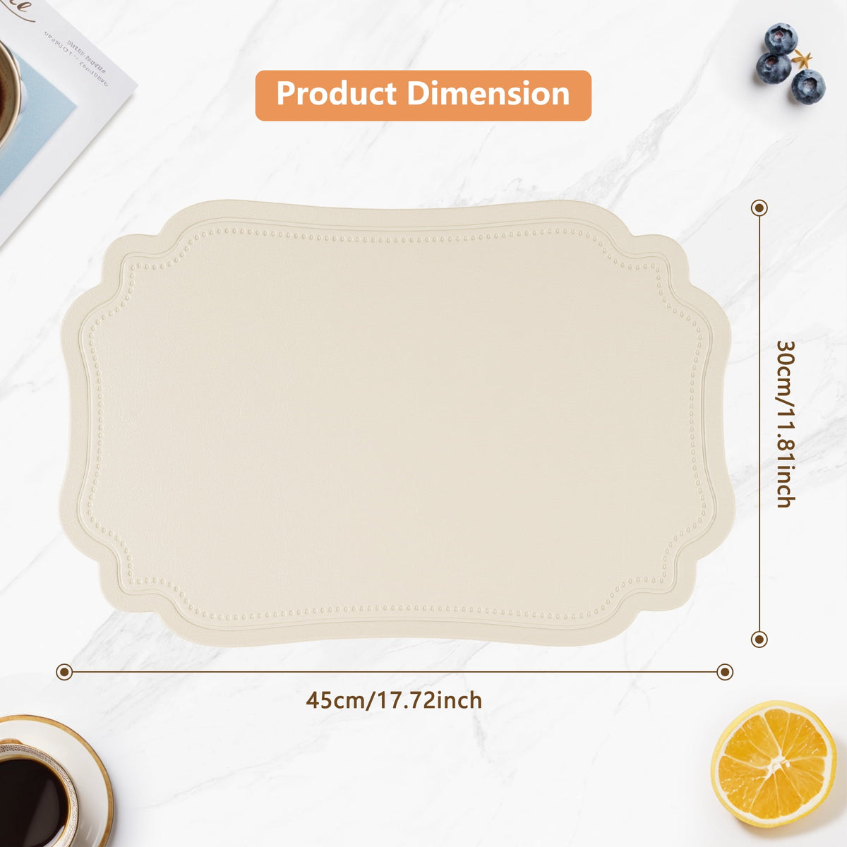 VCVCOO Placemats Set of 4 Beige Leather Place Mats Waterproof Wipeable Heat Resistant Sturdy Rectangle Kitchen Dining Table Mats for Indoor Outdoor Reversible Easy to Clean Place Mats
