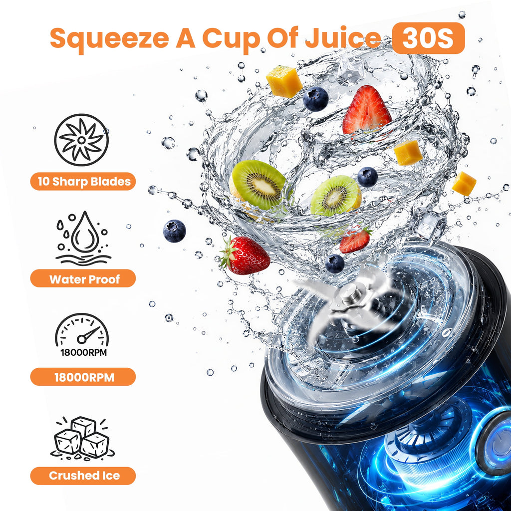 ORFELD Personal Portable Blender, Small Kitchen Appliances Blender Cup for Shakes and Smoothies Rechargeable Shaker Bottle, 20oz