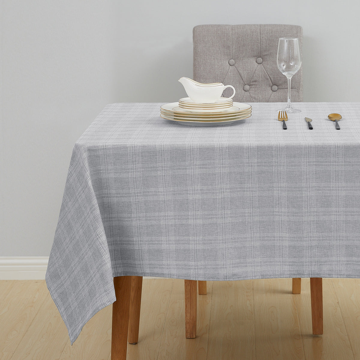 Deconovo Square Tablecloth with Waterproof Finish, Easy-Clean Polyester Table Cover, 54 x 54 Inch, Dark Gray