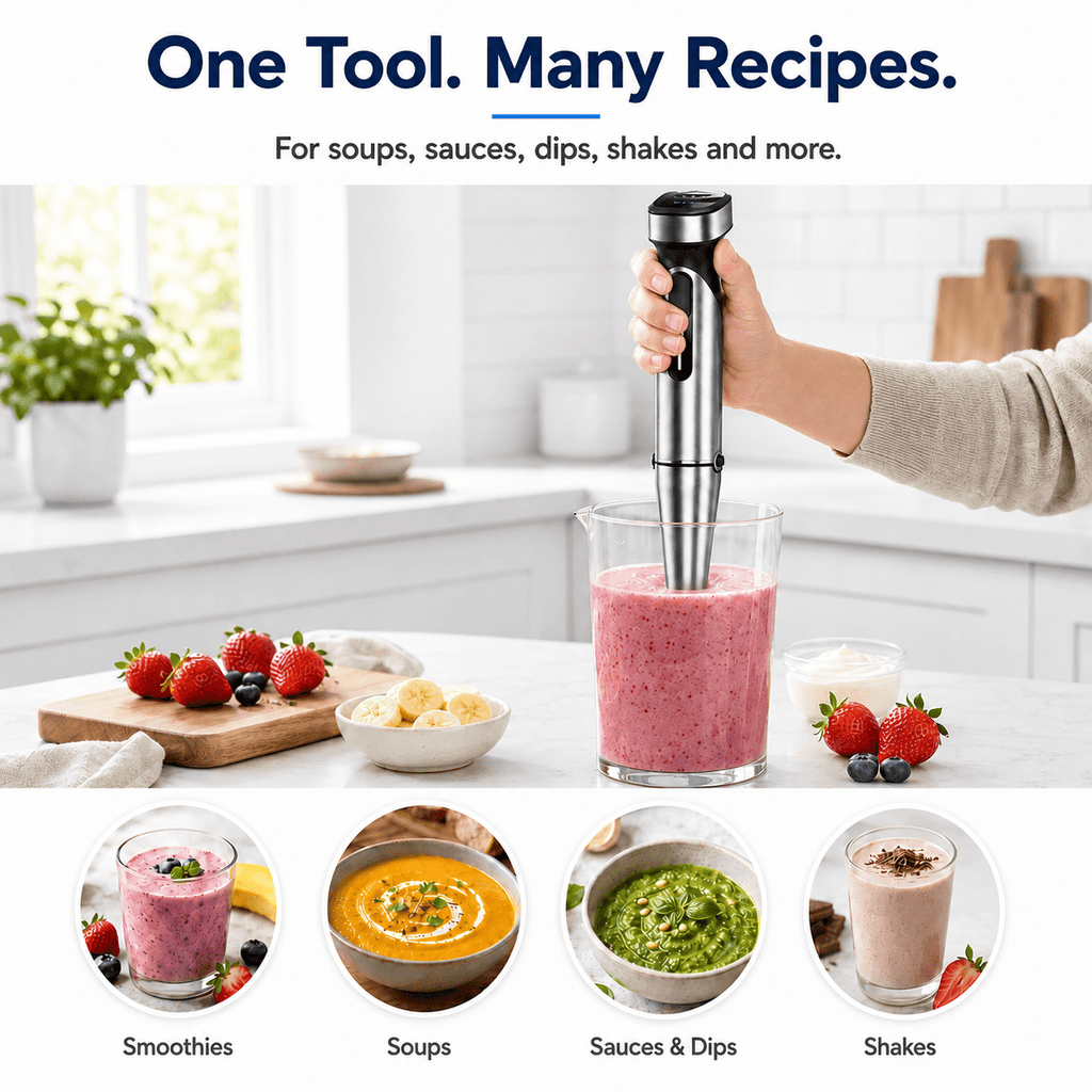 Cordless Immersion Blender, Rechargeable Hand Blender with Type-C Charging, 200W Portable Stick Mixer for Smoothies, Soups, Sauces, Puree and Baby Food