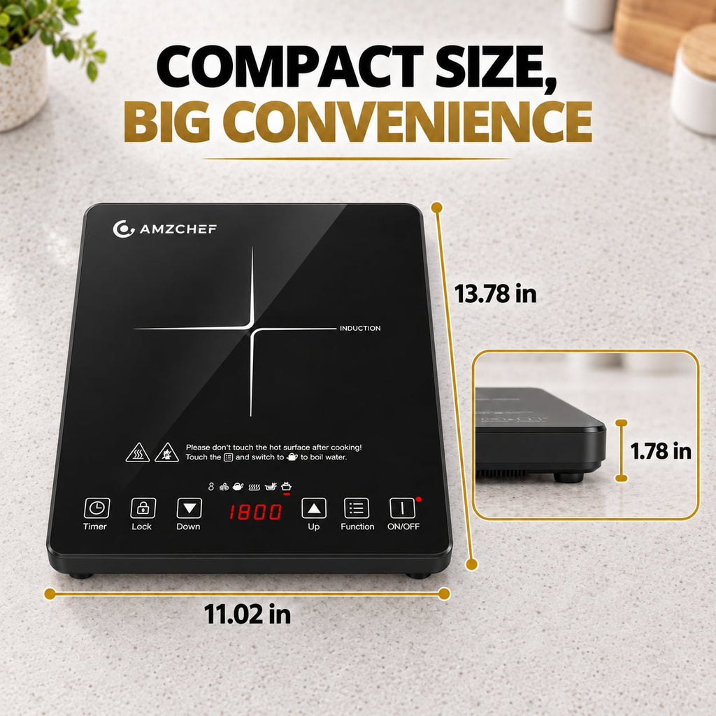 AMZCHEF Single Burner Portable Induction Cooktop 1800W Induction Countertop Burners with 6.8" Heating Coil, Black