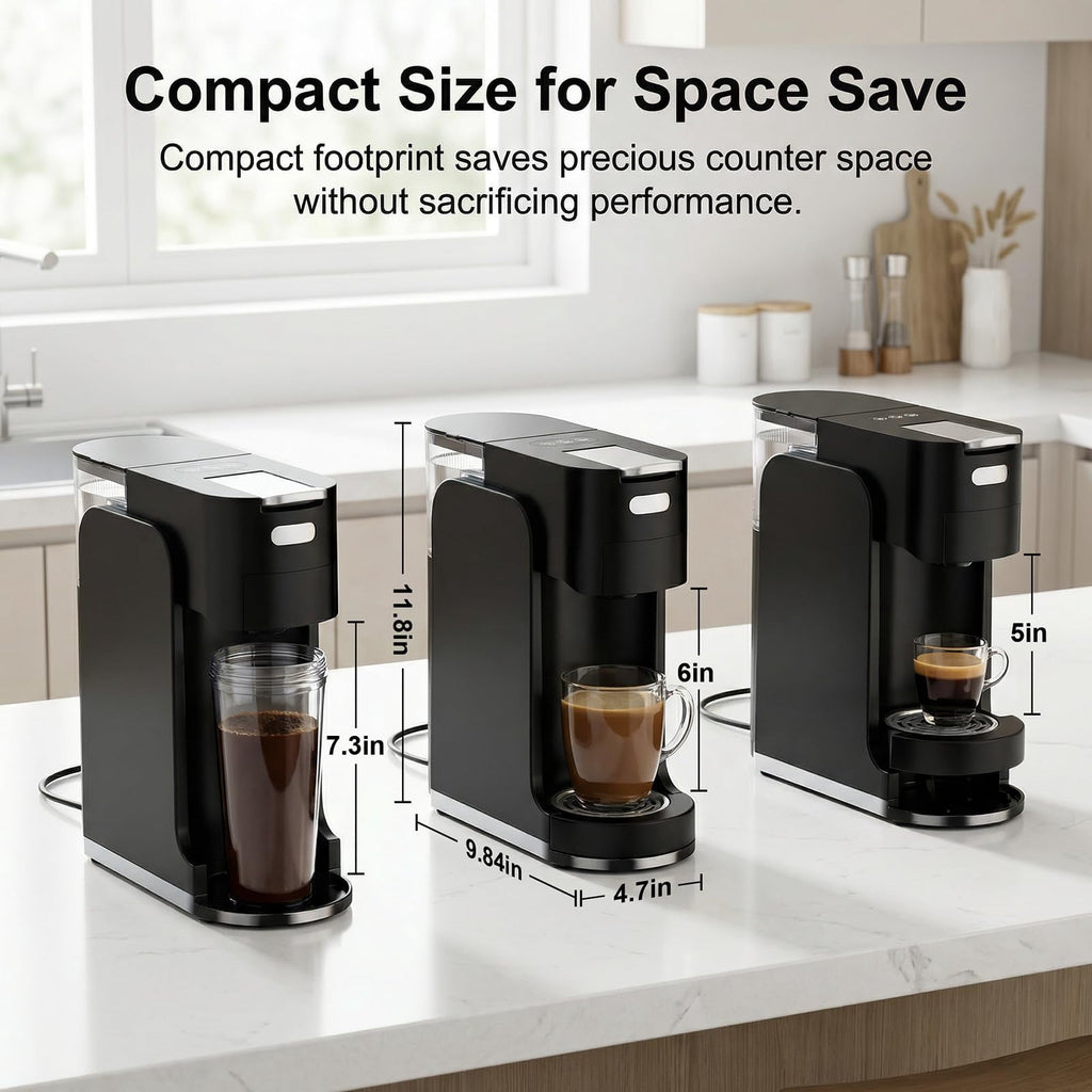 GVODE 4-in-1 Single Serve Coffee Maker, 3-Second Heat-Up, 20 Bar Hot and Iced Espresso Machine, White