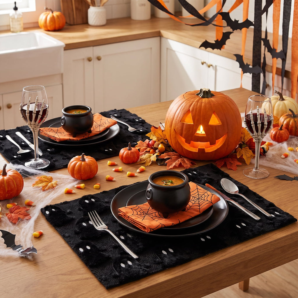 Sm:)e White Ghost Halloween Table Runner 13x72 Inch, Soft Plush Faux Fur Mantel Kitchen Dining Table Decor, Halloween Home Party Decor