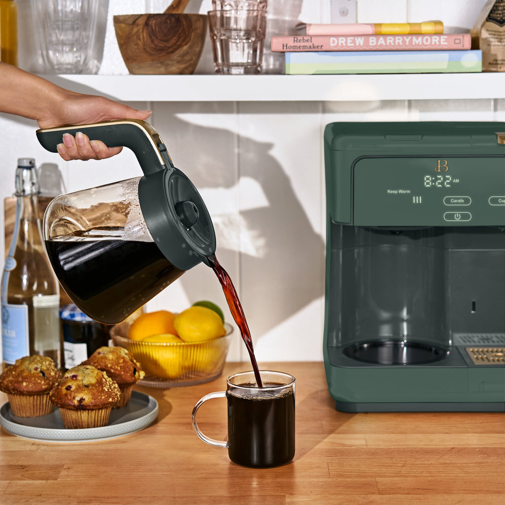 Beautiful by Drew Barrymore Multi-Brew 12-Cup Programmable Drip & Single-Serve Coffee Maker, White Icing