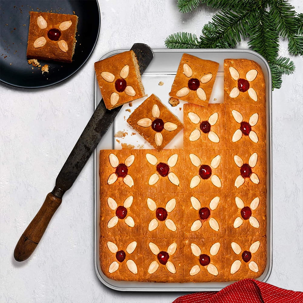 Baking Pans Set of 3, VeSteel Stainless Steel Sheet Cake Pan for Oven - 12.5/10.5/9.4Inch, Rectangle Bakeware Set for Cake Lasagna Brownie Casserole Cookie, Non-toxic & Healthy, Dishwasher Safe