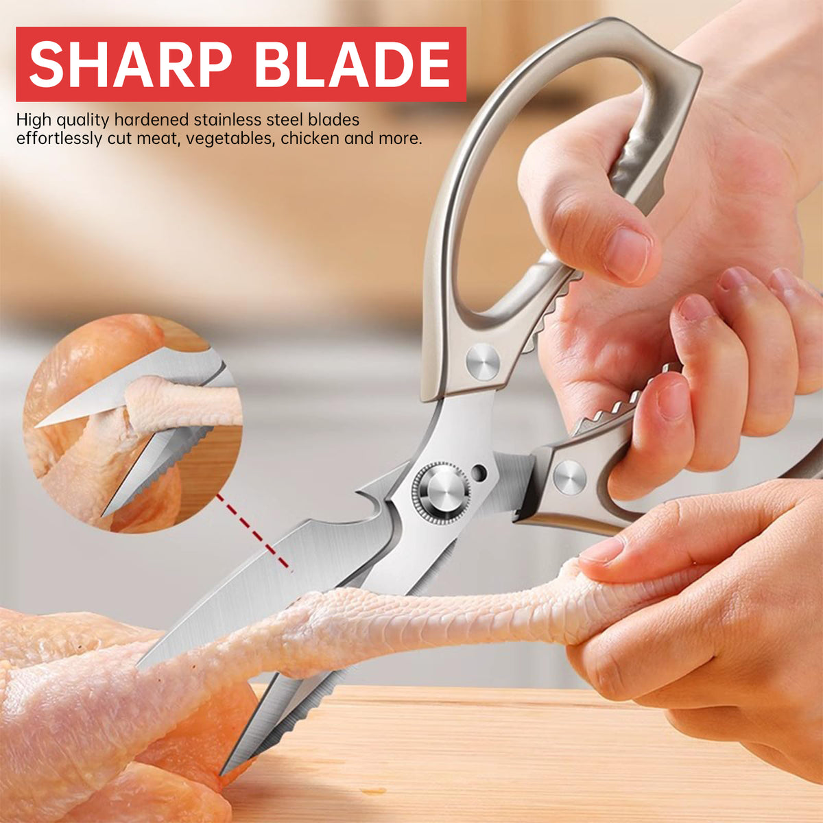 Plys Kitchen Shears Heavy Duty All-Purpose Stainless Steel Dishwasher Safe