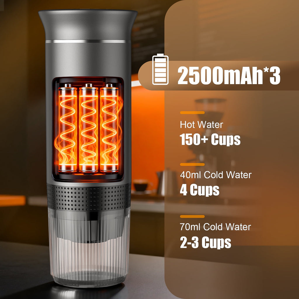 TINANA Portable Espresso Machine for Travel, 3-in-1 Mini Coffee Maker with USB-C, Compatible with NS/DG Capsules/Ground Coffee, 20 Bar, Ideal for Camping, Car, Office & Gifts, Gray
