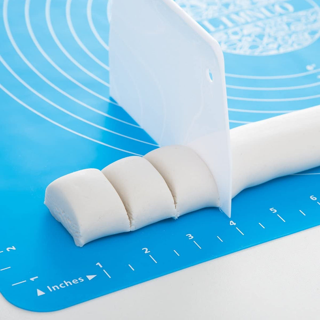 Gixusil Silicone Pastry Mat Rolling Pin Mat with Measurements Nonstick Kneading Board for Rolling Dough Reusable Thicken Pad Pie Bread Cookie Sheet Baking Oven Mat Placement Pad 15.75*19.68Inch（Blue)