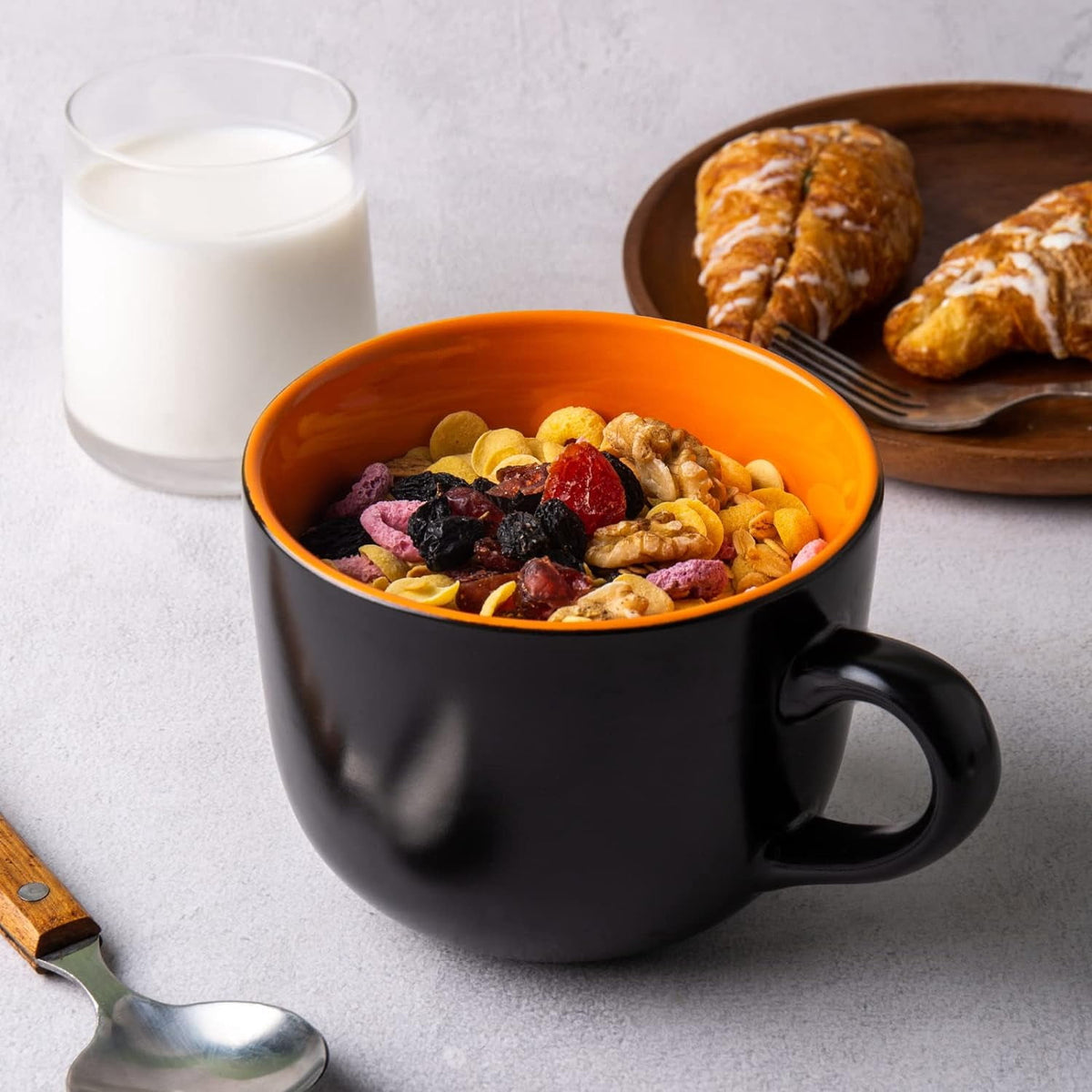 AmorArc 24 oz Soup Mugs with Handles, Jumbo Ceramic Bowls Mugs Set with handles for Coffee Cereal Cappuccino Snacks, Microwave&Dishwasher safe Soup Cups for Meal-Multicolor