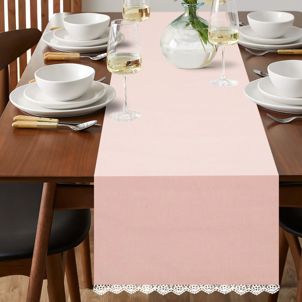Fingercraft Table Runners, Cotton Dinner Table Centerpiece with Beautiful Premium Lace, Home and Dining Aqua-90