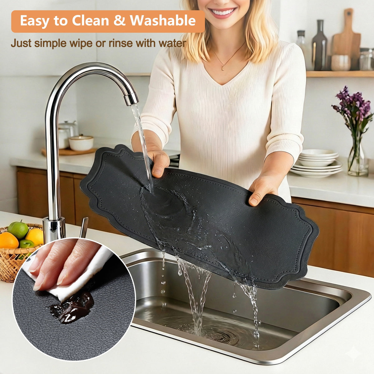 VCVCOO Placemats Set of 4 Beige Leather Place Mats Waterproof Wipeable Heat Resistant Sturdy Rectangle Kitchen Dining Table Mats for Indoor Outdoor Reversible Easy to Clean Place Mats
