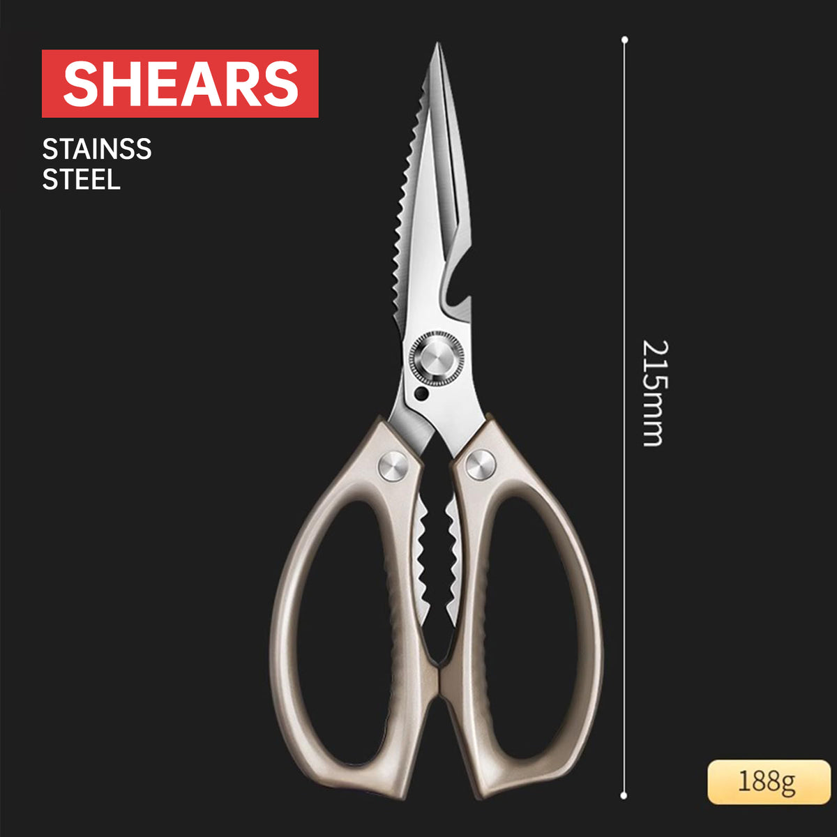 Plys Kitchen Shears Heavy Duty All-Purpose Stainless Steel Dishwasher Safe