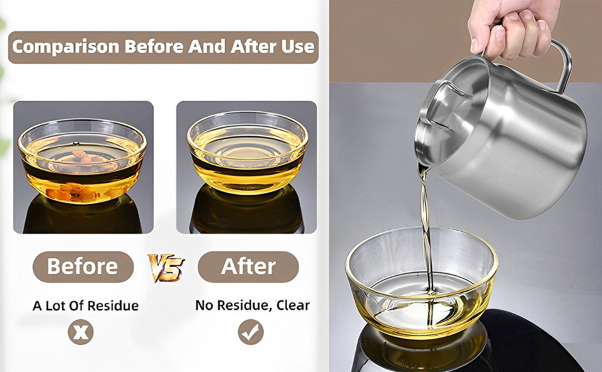 68oz Oil Strainer Pot 304 Stainless Steel Oil Grease Container Can with Filter Lid and Frying Basket Oil Container Can for Storing Frying Cooking Grease