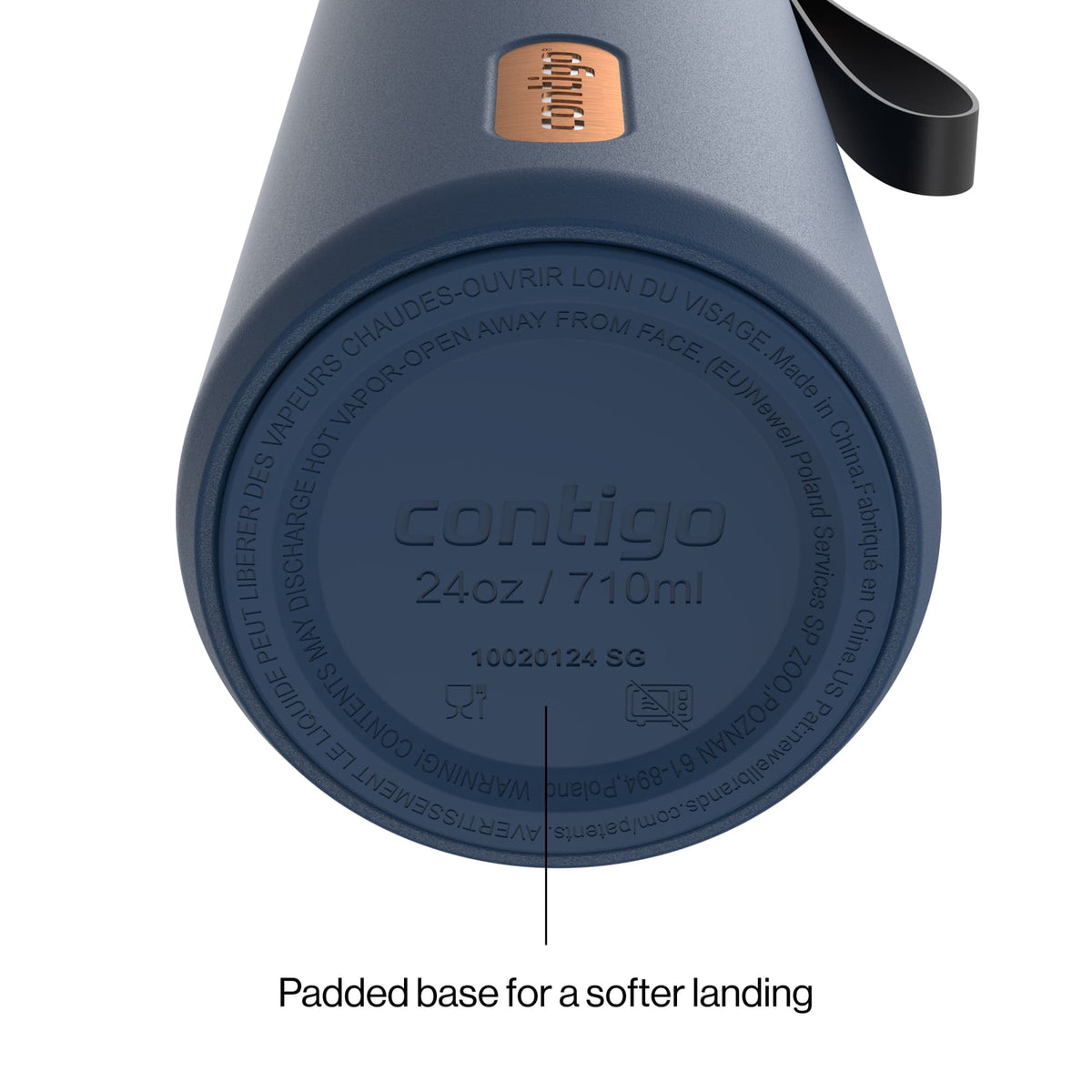 Contigo 24oz SnapSeal Insulated Stainless Steel Water Bottle with Straw, Licorice Black/Bronze