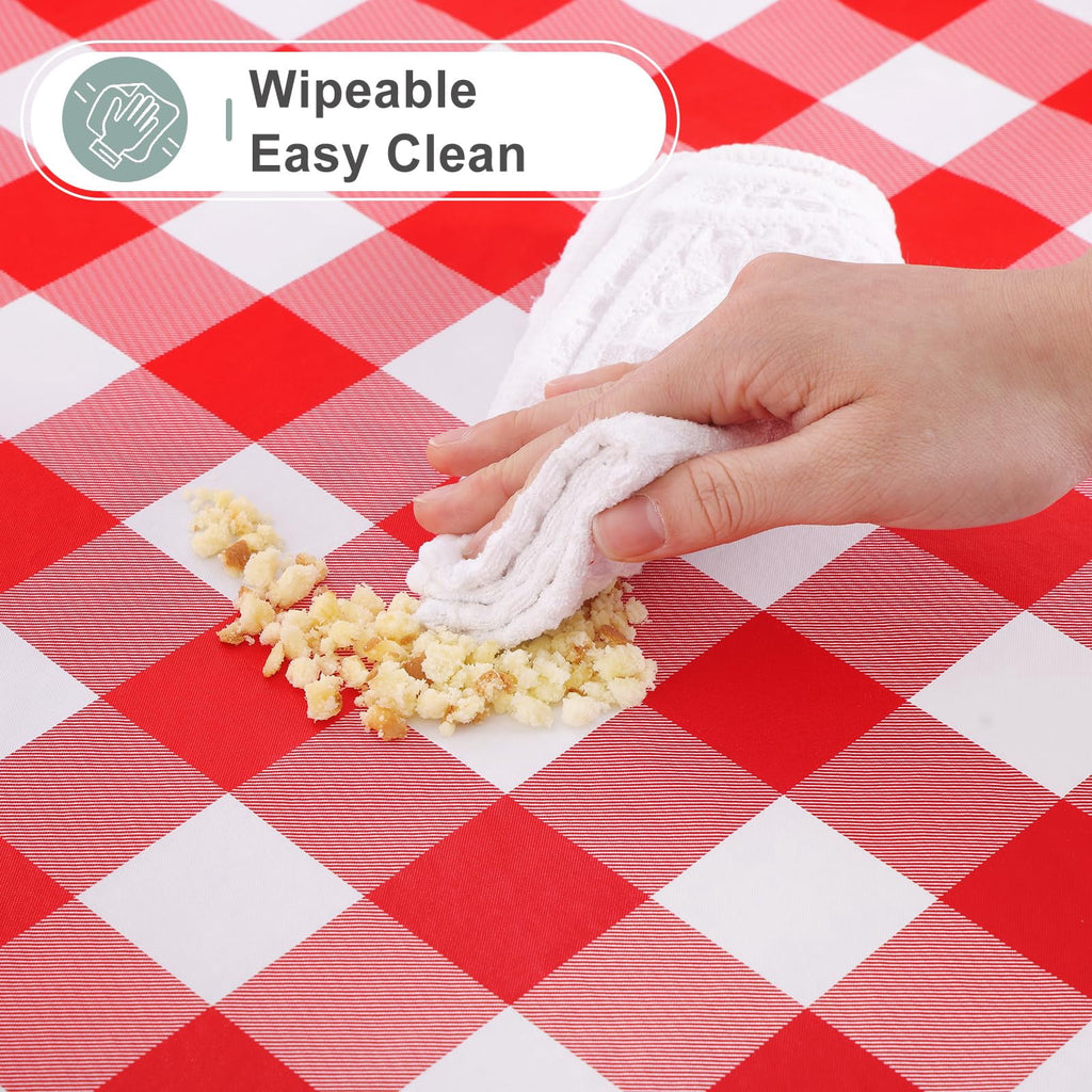 decorUhome Rectangle Tablecloth, Waterproof Vinyl Flannel Backed Table Cloth, Buffalo Wipeable Plastic Table Cover for Kitchen and Outdoor, Black and White, 60" x 84"
