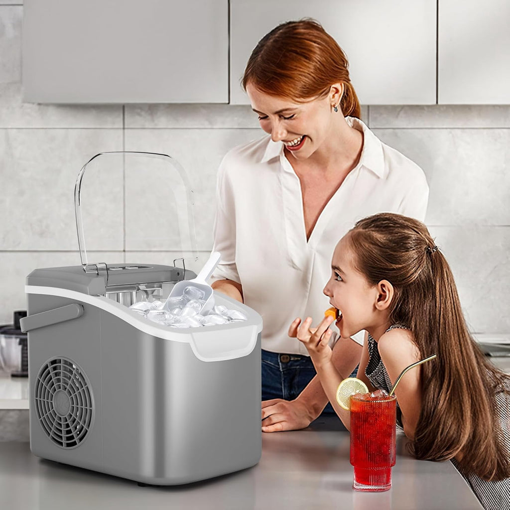 Havato Countertop Ice Maker, 8 Bullet Ice Cubes in 6 Mins, 26lbs/24H, w/ Scoop & Basket, White