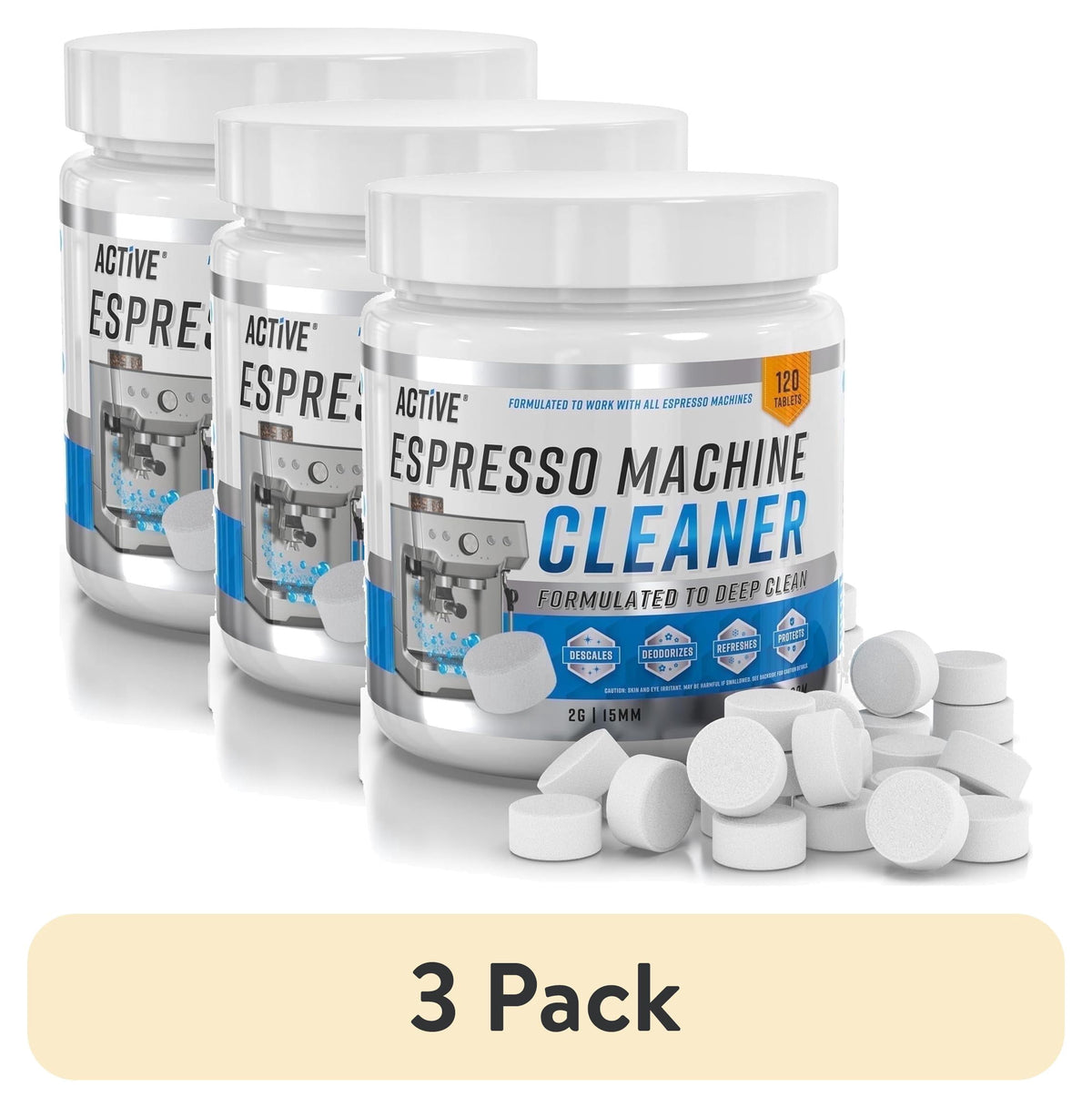 Active Espresso Machine Cleaning Tablets, Coffee Maker Descaler, 120 Count, 1 Pack
