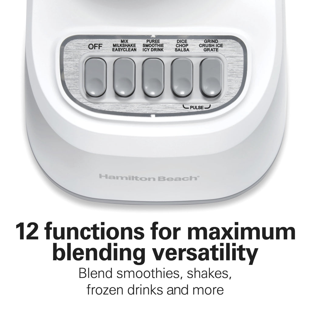 Hamilton Beach Smoothie Blender, 48 oz BPA-Free Jar 650 W 12-Function Countertop Blender for Kitchen, White