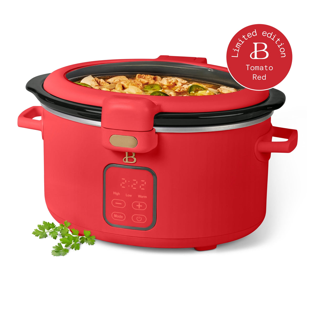 Beautiful 4 Qt Digital Slow Cooker with Hinged Locking Lid, Thyme Green by Drew Barrymore